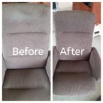 Armchair cleaned with stains from hair spray removed